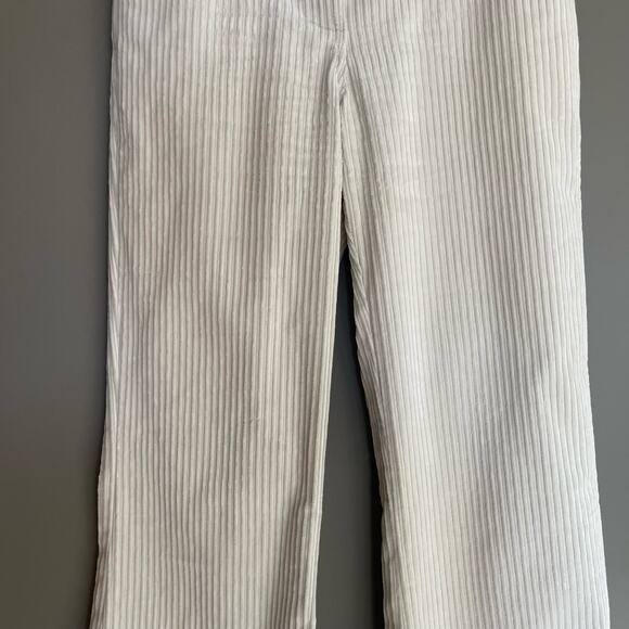 LA LIGNE Reece Trouser Ivory Size 2 Cream Corduroy Pant High Rise Wide Leg Chic - Picture 7 of 16